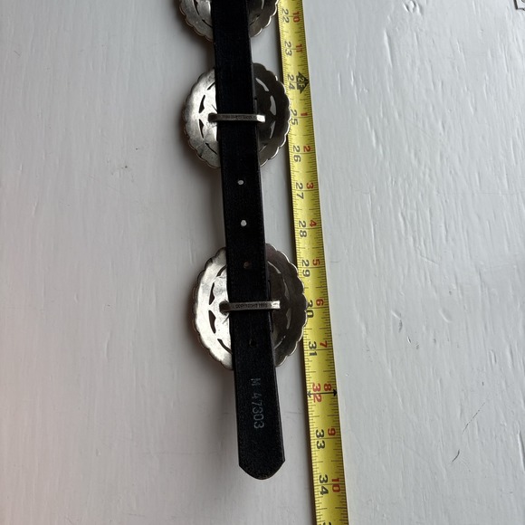 Brighton Vintage 1993 Black Leather Concho Belt Silver Western Floral USA M - Picture 8 of 11